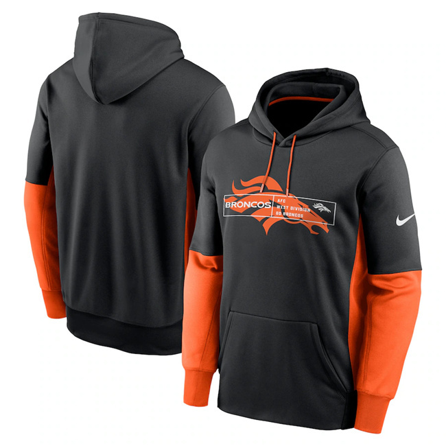 Men's Denver Broncos Black Color Block Fleece Performance Pullover Hoodie Men's Denver Broncos Black Color Block Fleece Performance Pullover Hoodie